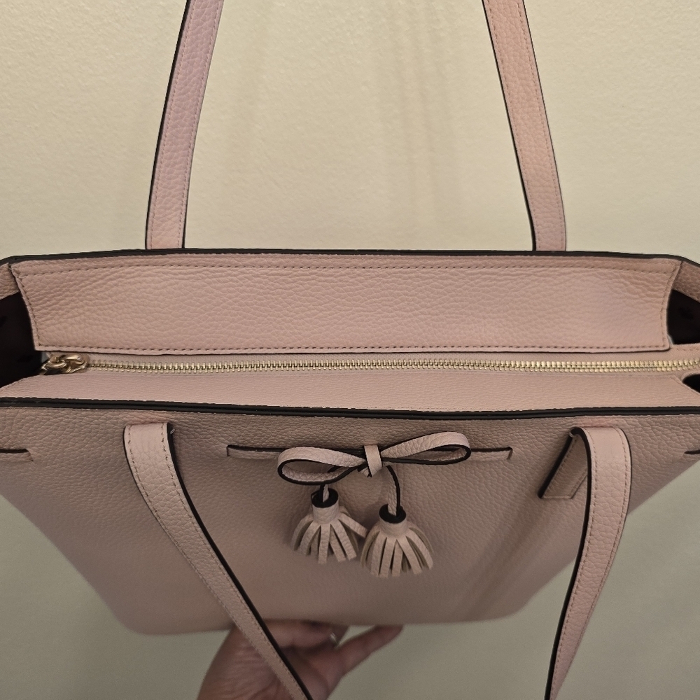 NWT Kate Spade Pebbled Leather Medium Top Zip Tote Bag, Rose Smoke - Picture 4 of 9